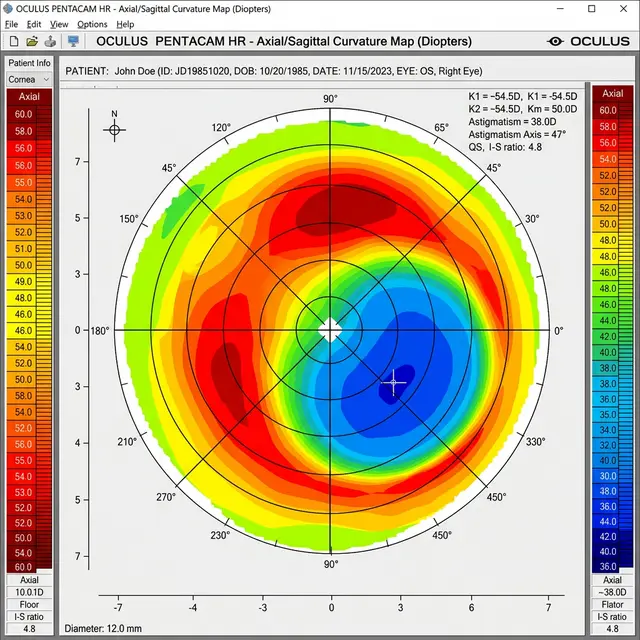 Кератотопограмма с децентрацией