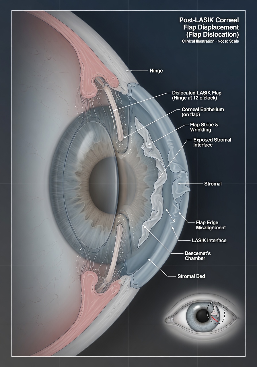 Смещение роговичного лоскута после LASIK — иллюстрация